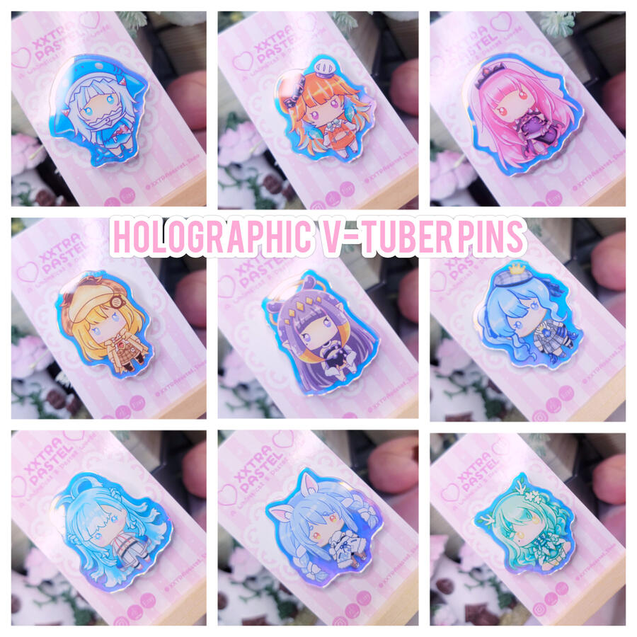 Holographic V-Tuber Pins Holographic V-Tuber Pins